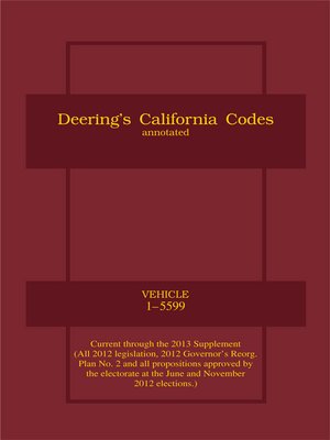 cover image of Deering's California Vehicle Code, Annotated